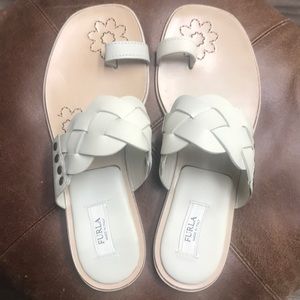 Furla White/ Off White Toe Ring Sandal Size 7 1/2